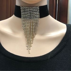 Ettika Choker Black velvet and Gold Rhinestones. New in Bag Revolve necklace
